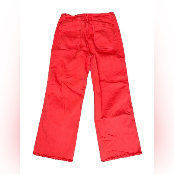 Vineyard Vines Women's Orange Straight Crop Wide Leg Raw Hem Jeans Size 28 FLAW - Picture 2 of 11